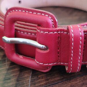 Talbots Red Leather Belt 6015 - Made in Italy